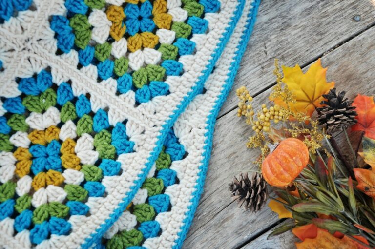 Handmade crochet blanket and flowers