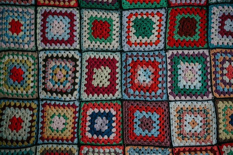 Colorful crochet granny squares